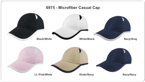 6975 - Microfiber Casual Cap White/Black Black/White Navy/Gray Navy/Navy Khaki/Navy Lt. Pink/White