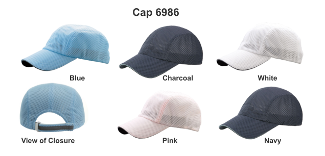 Cap 6986  View of Closure Blue Charcoal White Pink Navy